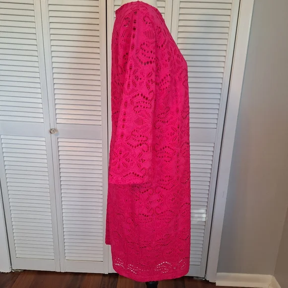 Chico's europa Pink Lace Dress Sz 1 Medium *box 2 - Picture 3 of 8
